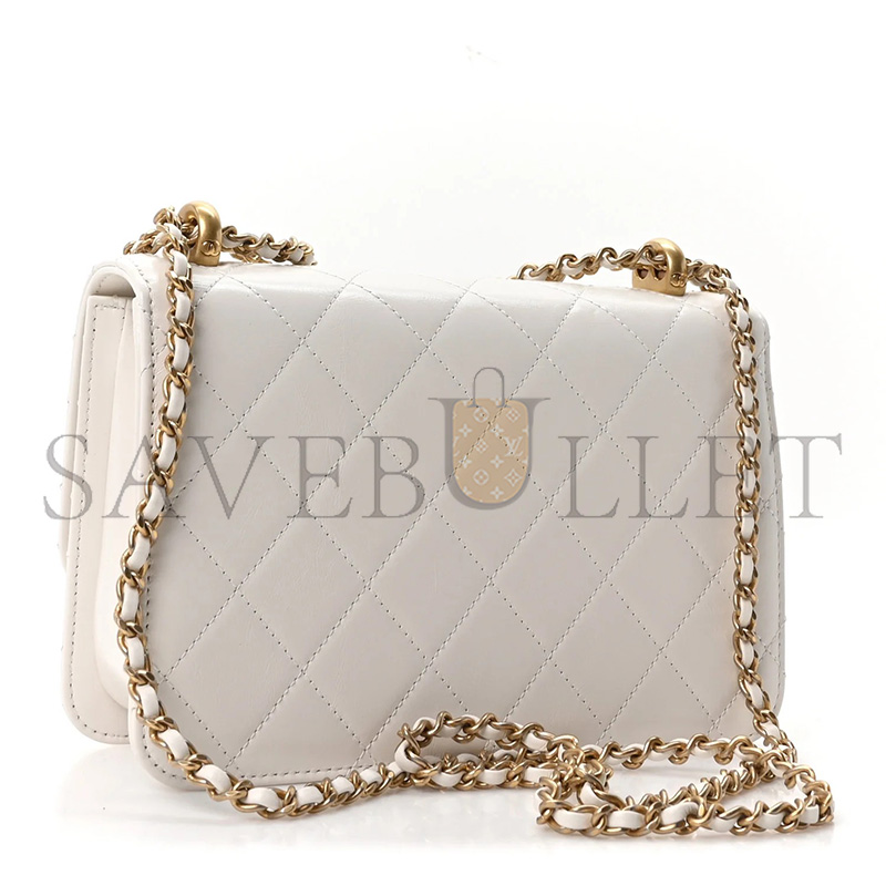 CHANEL MASTER CALFSKIN QUILTED PERFECT FIT FLAP WHITE AS2615 (19*12*8cm)